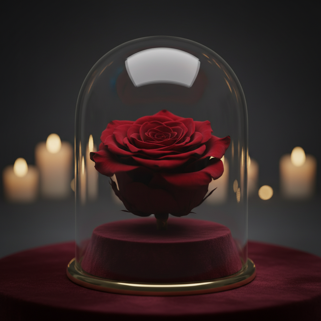 Rosa preservada premium con cúpula